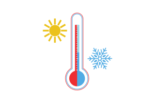 Thermometer met een zon en een ijsster